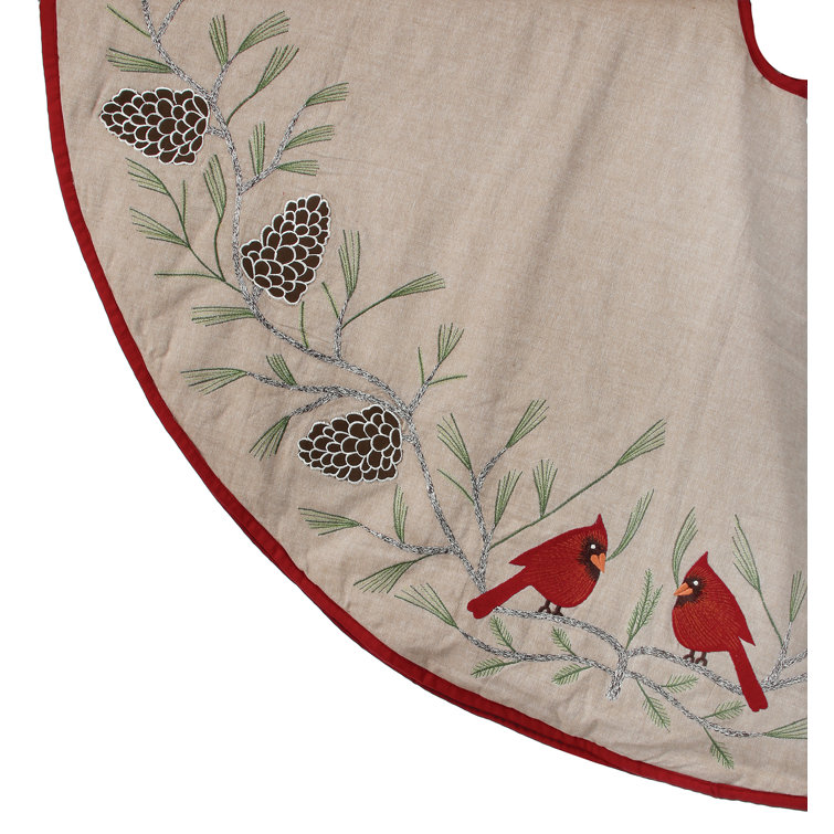 The Holiday Aisle® Cardinals on Pine Branch Tree Skirt & Reviews Wayfair
